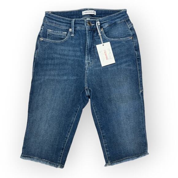 NEW Good American High Rise Bermuda Jean Shorts SIZE 0 25 Blue Denim NWT